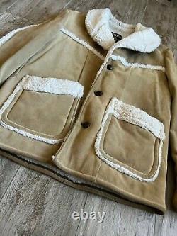 Sears Western Outdoor Wear Suede Leather Sherpa Cowboy Rancher Coat-large