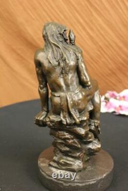 Signed Original western Art by Nick Native American Warrior Bronze Sculpture Lrg