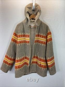 Silton California VTG 1970s wool Southwest Aztec long overcoat hooded Western 44