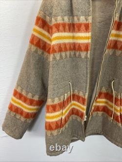 Silton California VTG 1970s wool Southwest Aztec long overcoat hooded Western 44