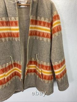 Silton California VTG 1970s wool Southwest Aztec long overcoat hooded Western 44