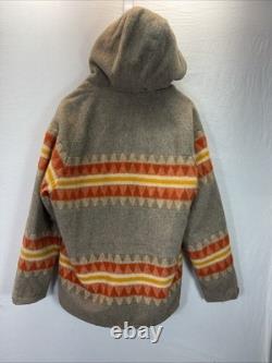 Silton California VTG 1970s wool Southwest Aztec long overcoat hooded Western 44
