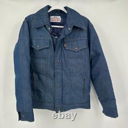Ski Levis Mens Vintage Western Jacket Size L Denim Goose Down Filled Rancher 70s