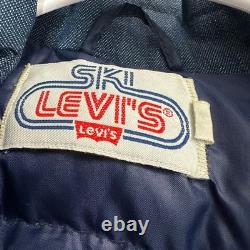 Ski Levis Mens Vintage Western Jacket Size L Denim Goose Down Filled Rancher 70s