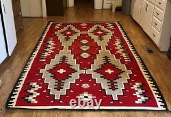 Southwestern Navajo Ganado Rug Handmade Antique Native American Wool Large Rugs