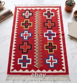 Southwestern Navajo Ganado Rug Handmade Antique Native American Wool Large Rugs