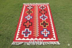 Southwestern Navajo Ganado Rug Handmade Antique Native American Wool Large Rugs