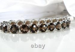 Sterling Silver 925 Natural Quartz Large Gemstone Tennis Statement Bracelet 7.5