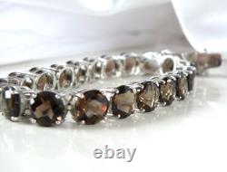 Sterling Silver 925 Natural Quartz Large Gemstone Tennis Statement Bracelet 7.5