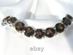 Sterling Silver 925 Natural Quartz Large Gemstone Tennis Statement Bracelet 7.5