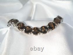 Sterling Silver 925 Natural Quartz Large Gemstone Tennis Statement Bracelet 7.5