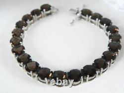 Sterling Silver 925 Natural Quartz Large Gemstone Tennis Statement Bracelet 7.5