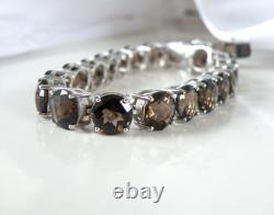 Sterling Silver 925 Natural Quartz Large Gemstone Tennis Statement Bracelet 7.5
