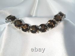 Sterling Silver 925 Natural Quartz Large Gemstone Tennis Statement Bracelet 7.5