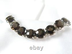 Sterling Silver 925 Natural Quartz Large Gemstone Tennis Statement Bracelet 7.5