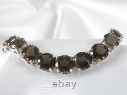 Sterling Silver 925 Natural Quartz Large Gemstone Tennis Statement Bracelet 7.5