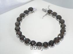 Sterling Silver 925 Natural Quartz Large Gemstone Tennis Statement Bracelet 7.5