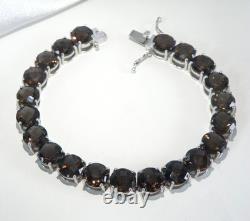 Sterling Silver 925 Natural Quartz Large Gemstone Tennis Statement Bracelet 7.5