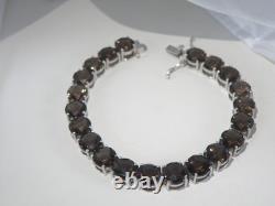 Sterling Silver 925 Natural Quartz Large Gemstone Tennis Statement Bracelet 7.5
