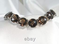 Sterling Silver 925 Natural Quartz Large Gemstone Tennis Statement Bracelet 7.5
