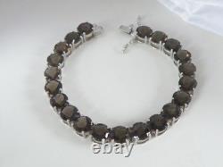 Sterling Silver 925 Natural Quartz Large Gemstone Tennis Statement Bracelet 7.5