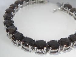 Sterling Silver 925 Natural Quartz Large Gemstone Tennis Statement Bracelet 7.5