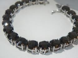 Sterling Silver 925 Natural Quartz Large Gemstone Tennis Statement Bracelet 7.5
