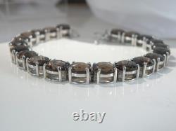 Sterling Silver 925 Natural Quartz Large Gemstone Tennis Statement Bracelet 7.5