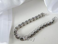 Sterling Silver 925 Natural Quartz Large Gemstone Tennis Statement Bracelet 7.5