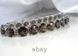 Sterling Silver 925 Natural Quartz Large Gemstone Tennis Statement Bracelet 7.5