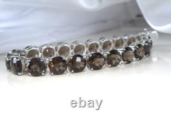 Sterling Silver 925 Natural Quartz Large Gemstone Tennis Statement Bracelet 7.5