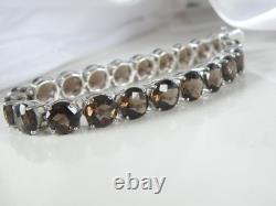 Sterling Silver 925 Natural Quartz Large Gemstone Tennis Statement Bracelet 7.5