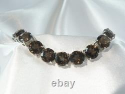 Sterling Silver 925 Natural Quartz Large Gemstone Tennis Statement Bracelet 7.5