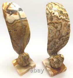 Stone Sculpture Alabaster MCM Art Deco VTG Statement LRG Pair Bird Staging Rare
