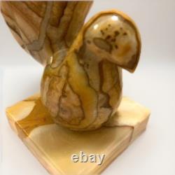 Stone Sculpture Alabaster MCM Art Deco VTG Statement LRG Pair Bird Staging Rare