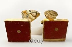 Stone Sculpture Alabaster MCM Art Deco VTG Statement LRG Pair Bird Staging Rare