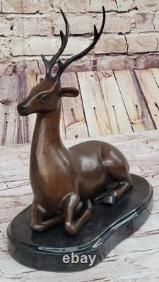 Stunning Large Numbered Antiqued Bronze Stag Sig and Number Statue Ornament