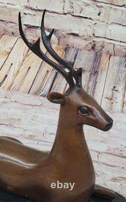 Stunning Large Numbered Antiqued Bronze Stag Sig and Number Statue Ornament