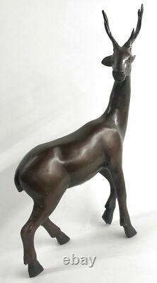 Stunning Large Numbered Antiqued Bronze Stag Sig and Number Statue Ornament NR