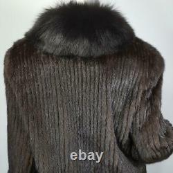 Stunningl/xlvintage Genuine Real Black Brown Mink Fox Fur Tuxedo Coat Jacket