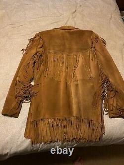 Suede fringed Buffalo Bill cowboy western mountain man jacket, large FREE SHIP