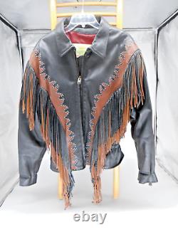 Sunriders Western Wear Fringe Women Leather Jacket Cinched Waist withStuds