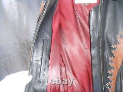 Sunriders Western Wear Fringe Women Leather Jacket Cinched Waist withStuds