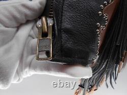 Sunriders Western Wear Fringe Women Leather Jacket Cinched Waist withStuds