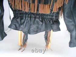 Sunriders Western Wear Fringe Women Leather Jacket Cinched Waist withStuds
