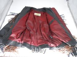 Sunriders Western Wear Fringe Women Leather Jacket Cinched Waist withStuds