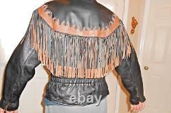 Sunriders Western Wear Fringe Women Leather Jacket Cinched Waist withStuds