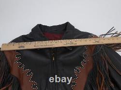 Sunriders Western Wear Fringe Women Leather Jacket Cinched Waist withStuds