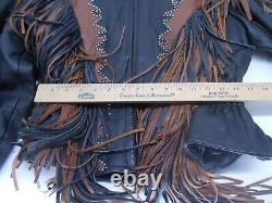 Sunriders Western Wear Fringe Women Leather Jacket Cinched Waist withStuds