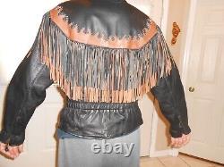 Sunriders Western Wear Fringe Women Leather Jacket Cinched Waist withStuds